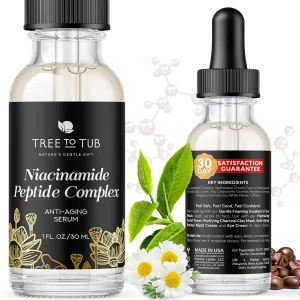 Tree To Tub Peptides & Niacinamide Serum For Face - Advanced Anti Aging Multi Peptide Complex Serum For Men And Women With Niacinamide, Collagen Peptides & Green Tea