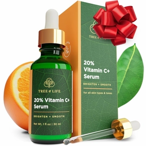 Tree of Life Beauty Hydrating Facial Serum - Super 20% Vitamin C  with Vitamin E - Brightening & Smoothing for Dry/Sensitive Skin - Anti-Aging & Dark Spot Treatment - 1 Fl Oz