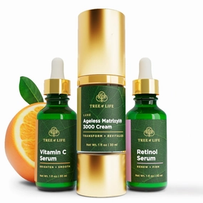 Tree of Life Rejuvenation Pack with Vitamin C Serum   Retinol Serum   Luxe Ageless Matrixyl® 3000 Cream, Tighten and Lift Trio, 3 count x 1oz