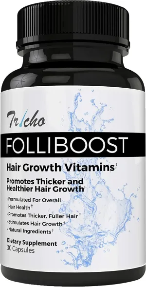 Tricho Hair Growth Vitamins - Biotin, Vitamin C, Zinc & Vitamin B12 - Hair Care Capsules for Thicker, Fuller & Healthier Hair - 1 Pack
