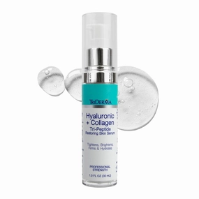 TriDerma Hyaluronic Acid Serum for Face with Collagen Peptides, 5% Niacinamide and Matrixyl 3000, Professional Strength Anti-Aging Face Serum, 1 fl oz