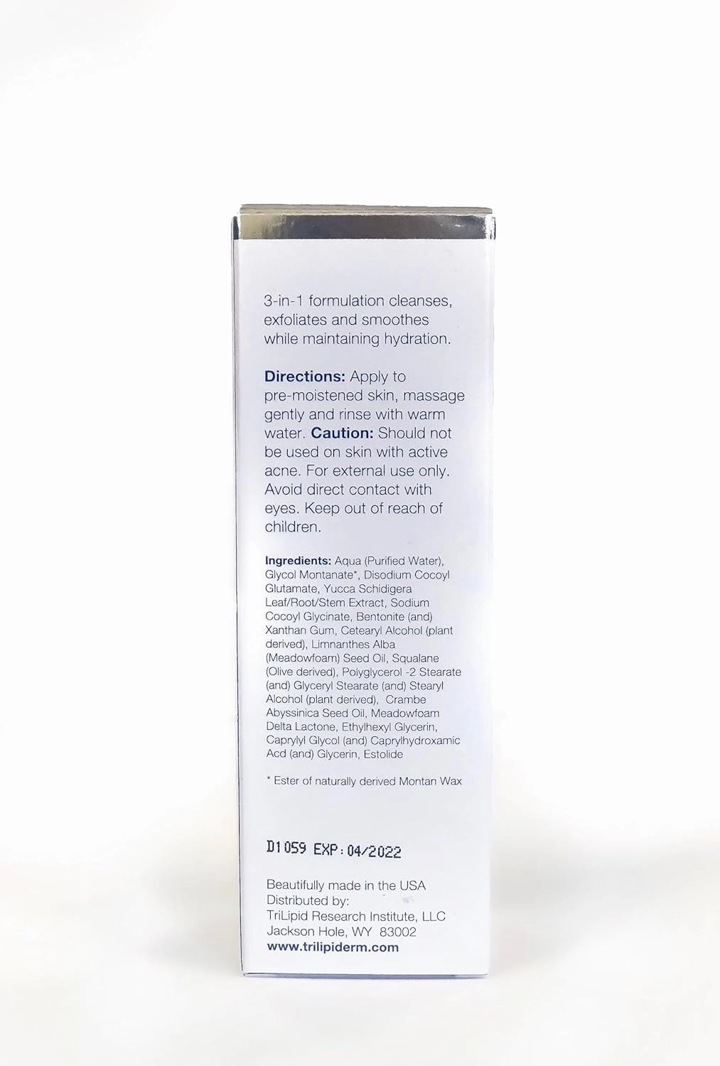 Trilipiderm Hydrating Exfoliant Cleanser – BODY, Antioxidant-Rich 3-in-1 Body Wash, Scrub and Hydrator, 3 Ounce Tube