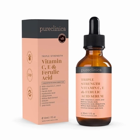 Triple Strength Vitamin C, E & Ferulic Acid Serum (w/ Retinol & double weight Hyaluronic Acid) – 30ml / 1 fl oz.