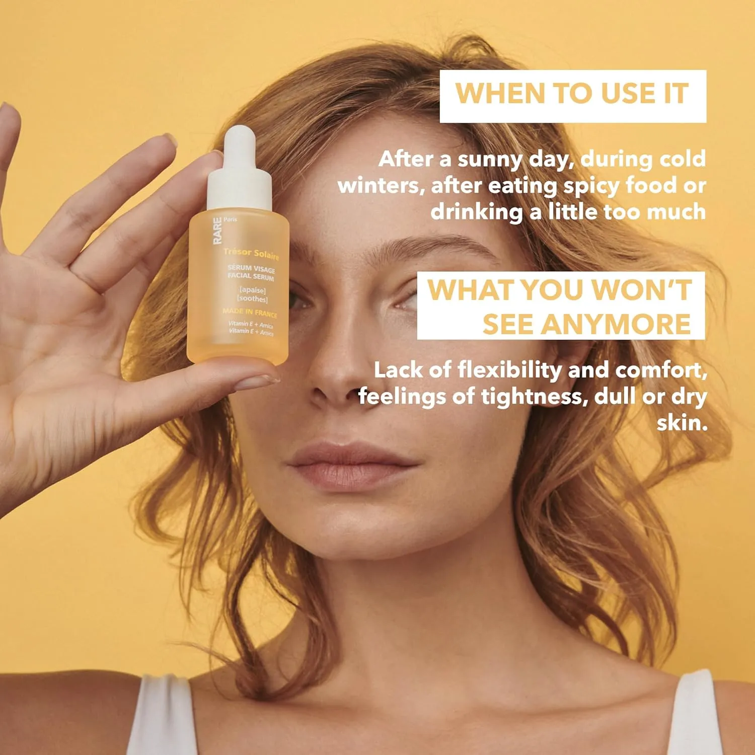 Trésor Solaire - Soothing Facial Serum - Soothing & Strengthening - With Vitamin E & Arnica - Brightening, Firming & Revitalizing - Multi-Active Serum Formula - 1oz
