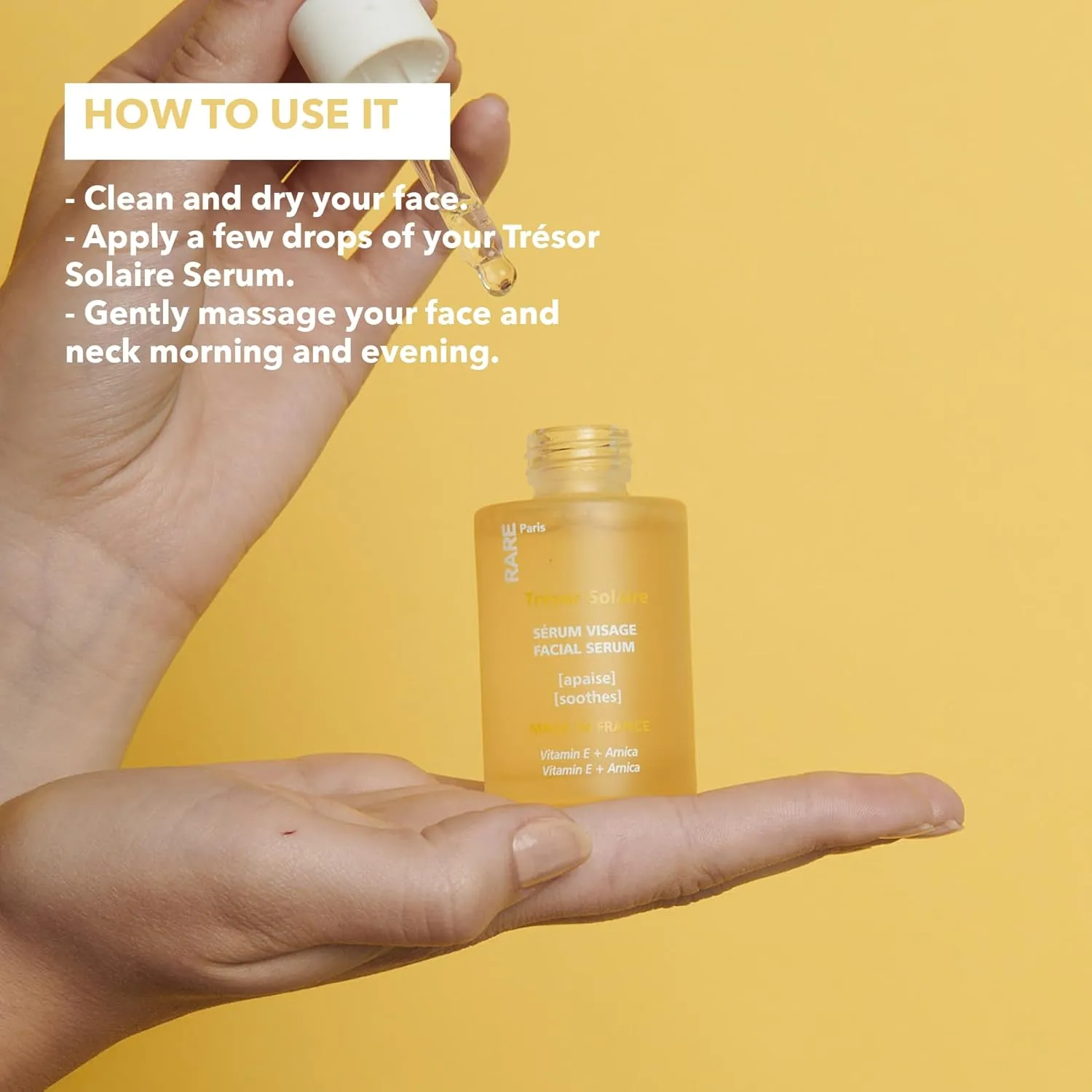 Trésor Solaire - Soothing Facial Serum - Soothing & Strengthening - With Vitamin E & Arnica - Brightening, Firming & Revitalizing - Multi-Active Serum Formula - 1oz