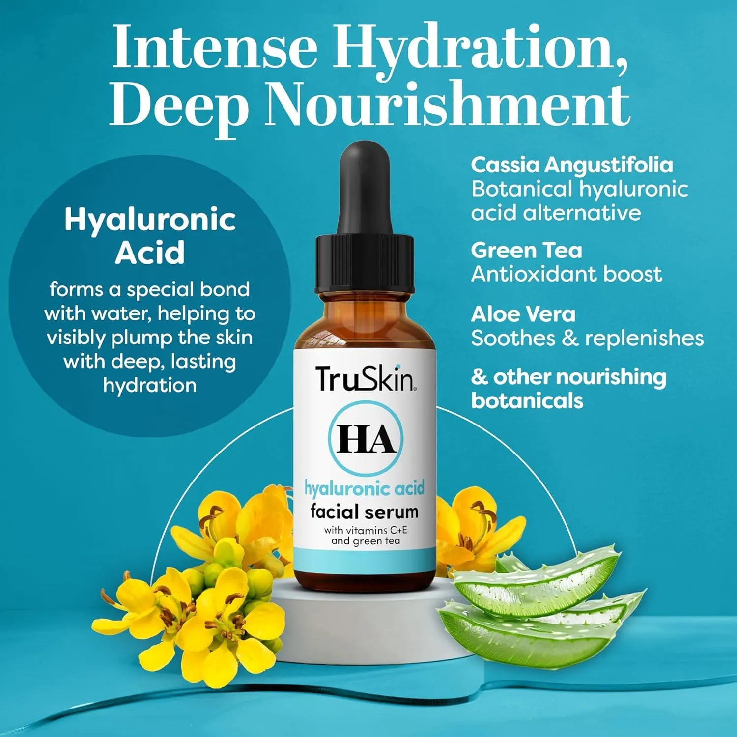 TruSkin Hyaluronic Acid Serum for Face   7 Ultra Hydrating Ingredients – Best Face Serum for Moisturizing, Visibly Plumping Skin & Smoothing the Look of Fine Lines, 2 fl oz