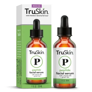 TruSkin Peptide Serum For Face – with Peptides, Amino Acids, Green Tea, Aloe and Vitamins B5 & E – Supports Skin Barrier and Skin’s Natural Collagen, for Firmer-Looking Skin, 1 fl oz