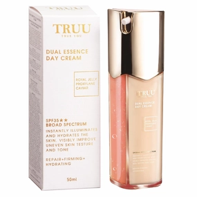 TRUU Dual Essence Royal Jelly Day Cream SPF35 – Hydrating and Firming with Royal Jelly, Proxylane, & Caviar – Anti-Aging, Moisturizing, UV Protection | 1.7 Fl. Oz