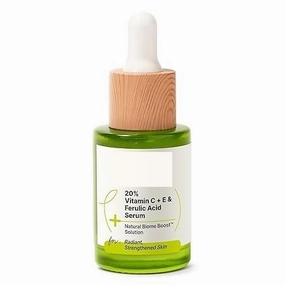 Tubees 20% Vitamin C, Vitamin E & Ferulic Acid Serum with Natural Biome-Boost| Reduces Dark Spots, Fine Lines, Wrinkles & Signs of Aging| Radiant, Glowing & Strengthened Skin | 30m
