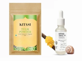 Tulsi Powder 40 Gm & Snail Mucin 96 Peptide Face Serum 30 ml, skin care combo