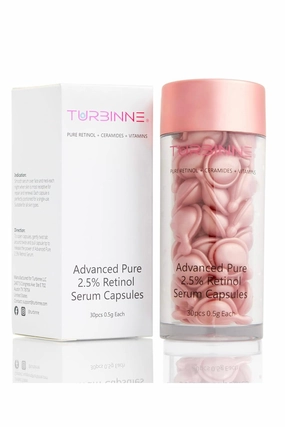 TURBINNE Pure 2.5% Retinol Serum Capsules. Look 5 Years Younger In Just 30 Days. Powerful Anti -Aging, Deep Hydration, Brightening, Reduce Wrinkles, Acne Scars, Dark Spots. Complete Skincare Capsules