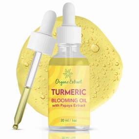 Turmeric Oil for Face & Body - 1 fl oz / 30 ml – Brightening Serum for Dark Circles, Wrinkles, Dark Spots, Hydrates and Nourishes with Papaya, Jojoba Oil and Vitamin E, Made in USA