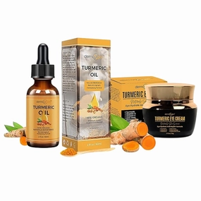Turmeric Oil with Vitamin C Eye Cream Bundle – Hydrating Moisturizer for Acne, Dark Spots, Anti-Aging, and Eye Care for Dark Circles, Puffiness & Fine Lines (2 FL OZ   0.5 OZ)