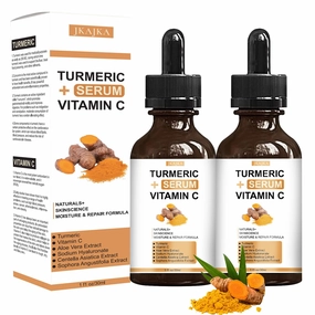 Turmeric Serum for Face & Body - All Natural Turmeric Skin Brightening Oil for Dark Spots - Cleanses Skin, Fights Acne, turmeric oil for skin lightening，for Radiant Skin (2pcs)