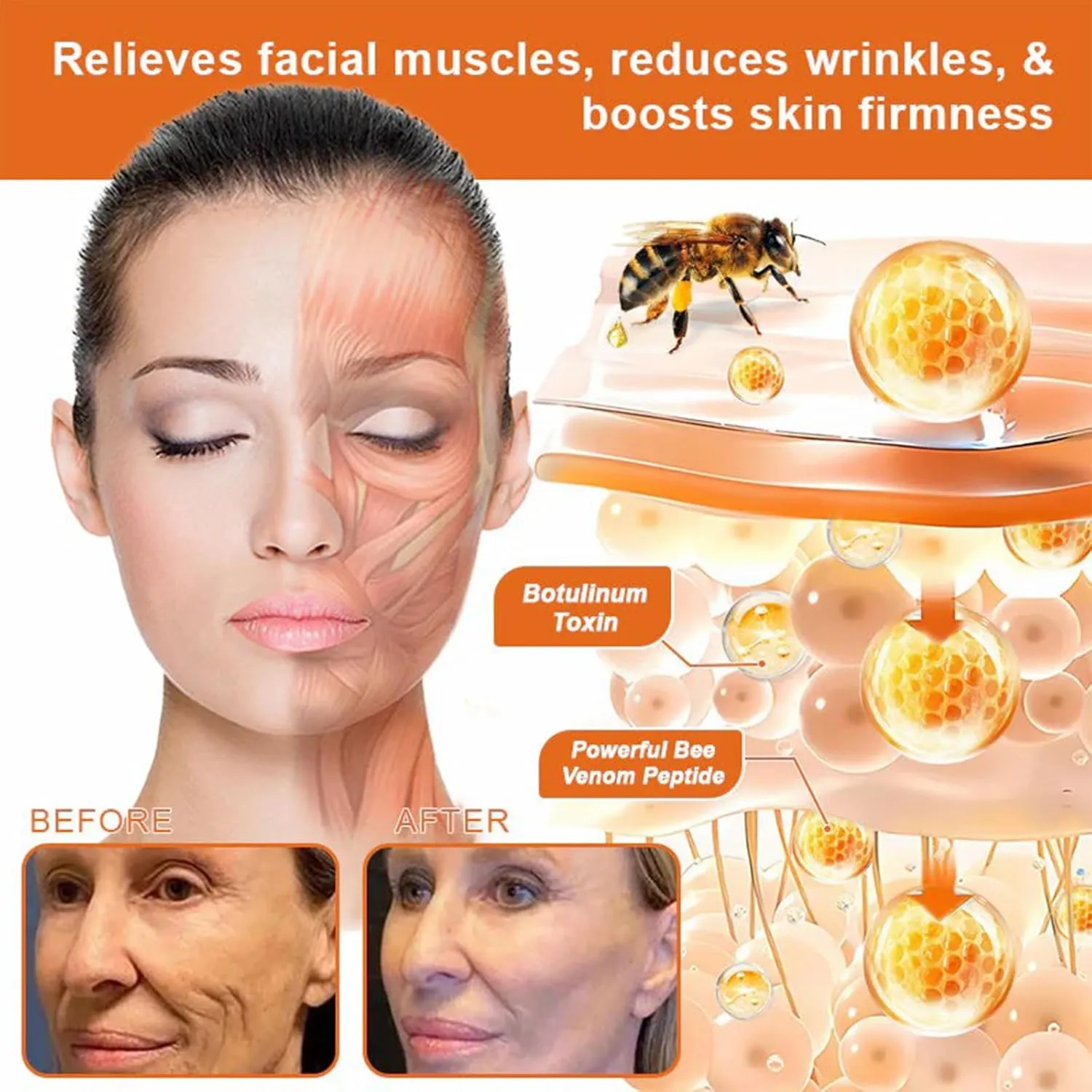 Turonu Botox Bee Venom Firming Serum Stick, Advanced Firming & Wrinkle-Reducing Cream, Skin Firming Cream For Body, Lifts, Plumps and Firms Skin, Natural Bee Venom Serum for All Skin Types (2 Pack)