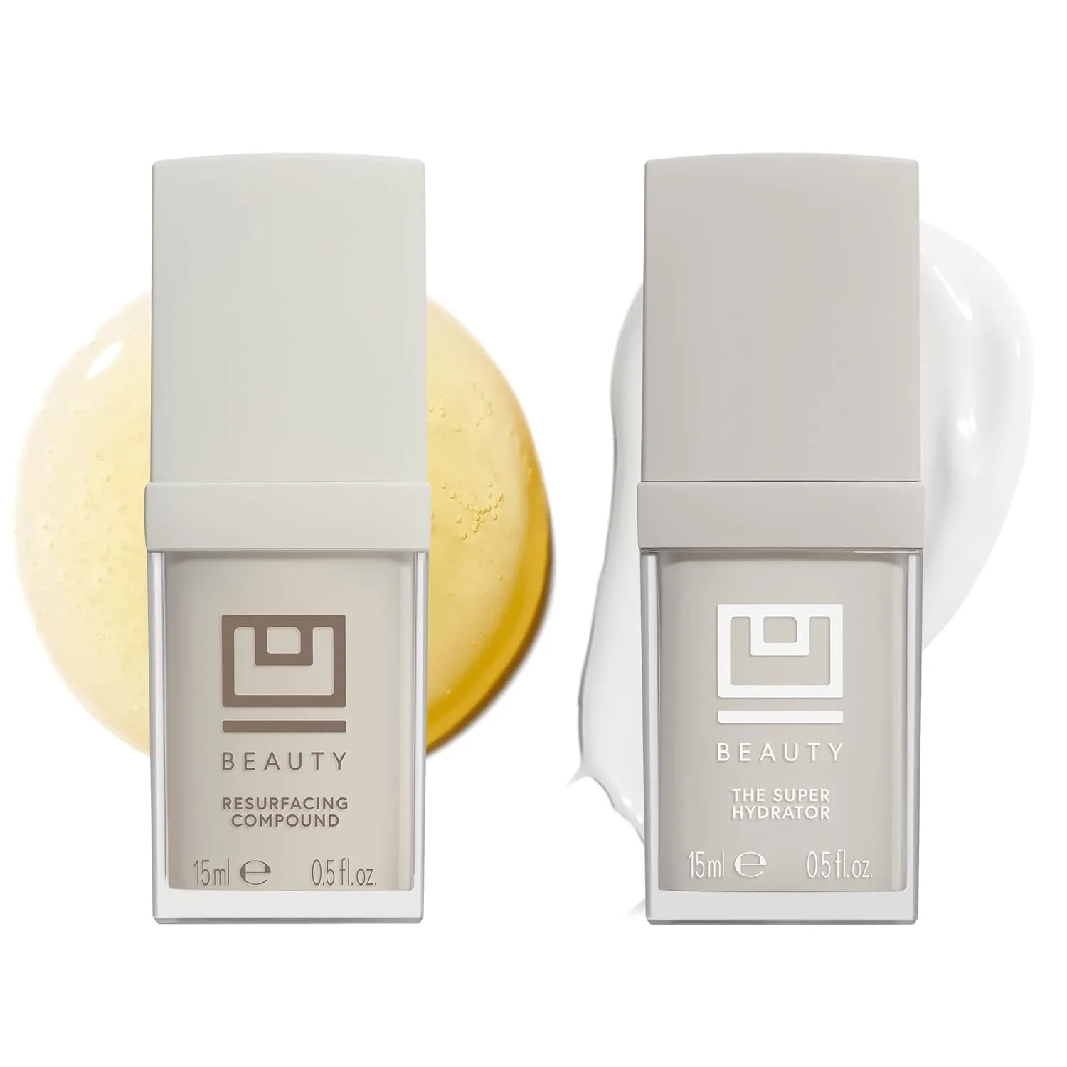 U Beauty - The U Beauty Duo - Resurfacing Compound & SUPER Hydrator Set - Vitamin C & E, Retinol, Hyaluronic Acid - Moisturizing Face Serum Duo for Smooth, Hydrated and Softer Skin, Set of 2 0.5 fl oz