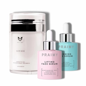 Ultimate Beauty Device Amplifier - GLOW ROSE Conductive Gel with Face Lifting & Eye Firming Serums - Boost Device Results with Vitamin C, Niacinamide, Retinol & Collagen - Vegan Formula