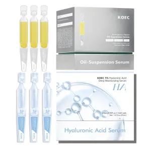 Ultra Hydrating Serum & Anti-Aging Collagen Oil-Suspension Serum Tubes Barrier-Repair Firming & Water Oil Balance Single-Use Hyaluronic Acid Vials Skincare for Sensitive Skin 2-Pack 60Pcs