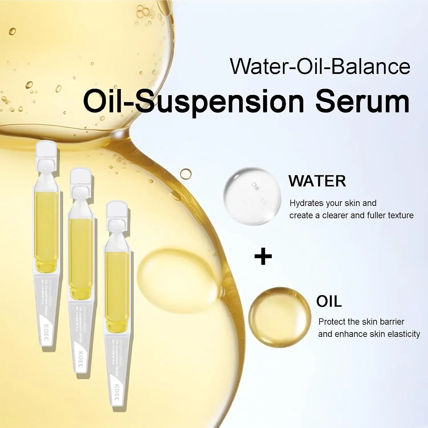 Ultra Hydrating Serum & Anti-Aging Collagen Oil-Suspension Serum Tubes Barrier-Repair Firming & Water Oil Balance Single-Use Hyaluronic Acid Vials Skincare for Sensitive Skin 2-Pack 60Pcs