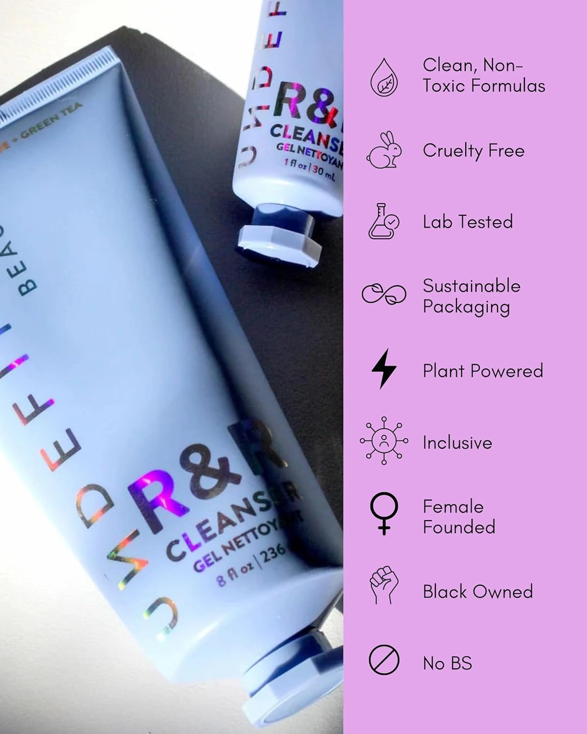 Undefined Beauty R&R Cleanser 8oz – Balancing Gel Cleanser with Niacinamide, Centella, Green Tea & Tremella Mushroom