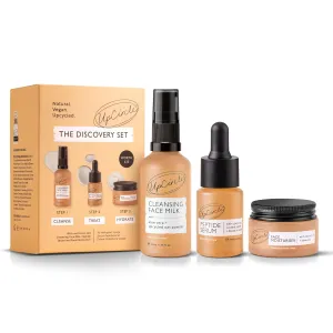 UpCircle Discovery Set – Cleansing Face Milk, Face Moisturiser and Peptide Serum Trio – Vitamin E, Niacinamide   Aloe Vera – Boosts Collagen, Hydrates   Soothes – Vegan   Cruelty-Free
