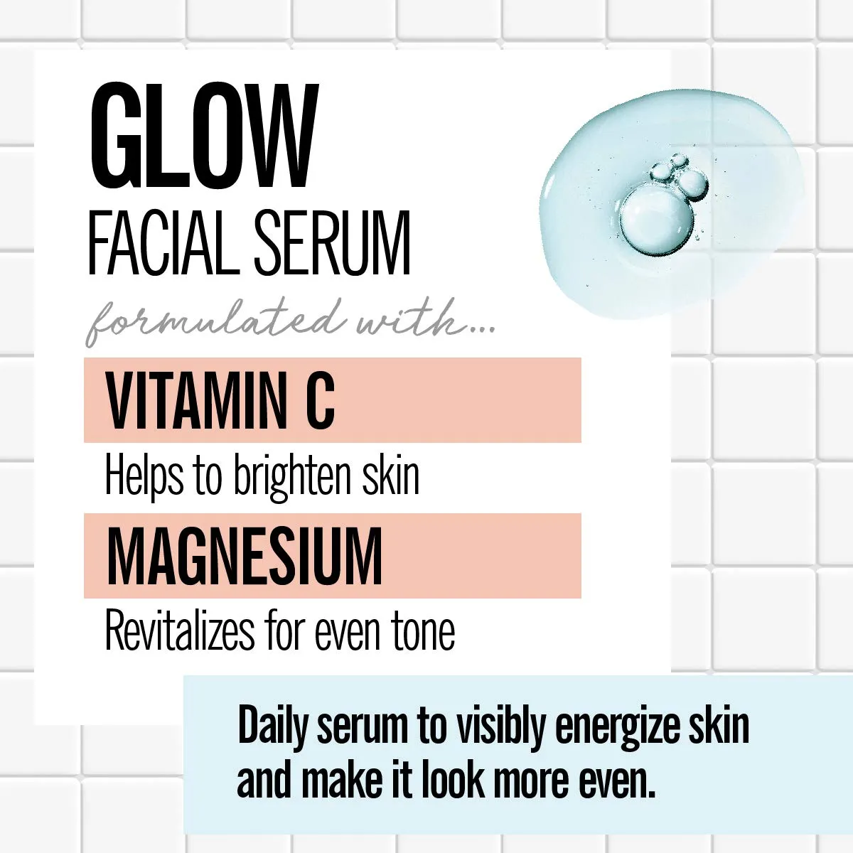 Valjean Labs Facial Serum, Glow | Vitamin C   Magnesium | Helps to Brighten and Clear Skin, Even Tone and Prevent Wrinkles | Paraben Free, Cruelty Free, Made in USA (1.83 oz)