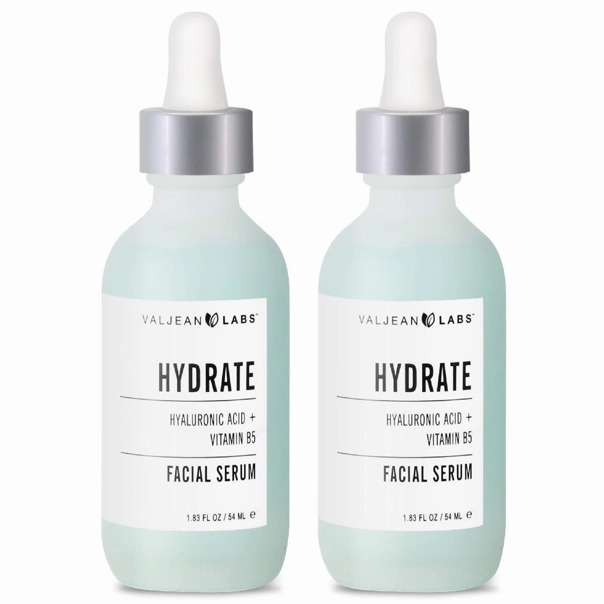 Valjean Labs Facial Serum, Hydrate | Hyaluronic Acid   Vitamin B5 | Helps to Hydrate and Plump Skin and Restore Elasticity | Paraben Free, Cruelty Free, Made in USA (1.83 oz, 2 Pack)
