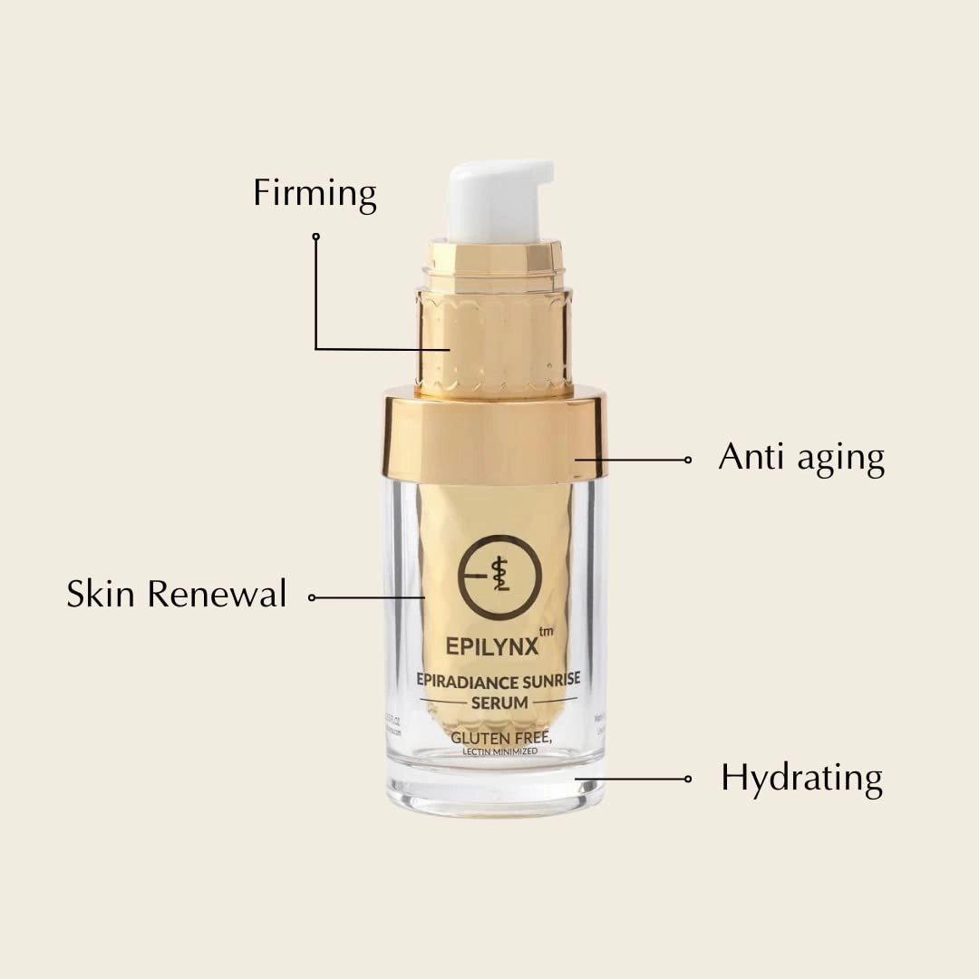 Vegan Allergen-Free for Sensitive Skin EpiRadiance Sunrise Morning Face Serum - Anti Aging Firming and Glowing - Niacinamide and Hyaluronic Acid - EPILYNX by Dr. Liia