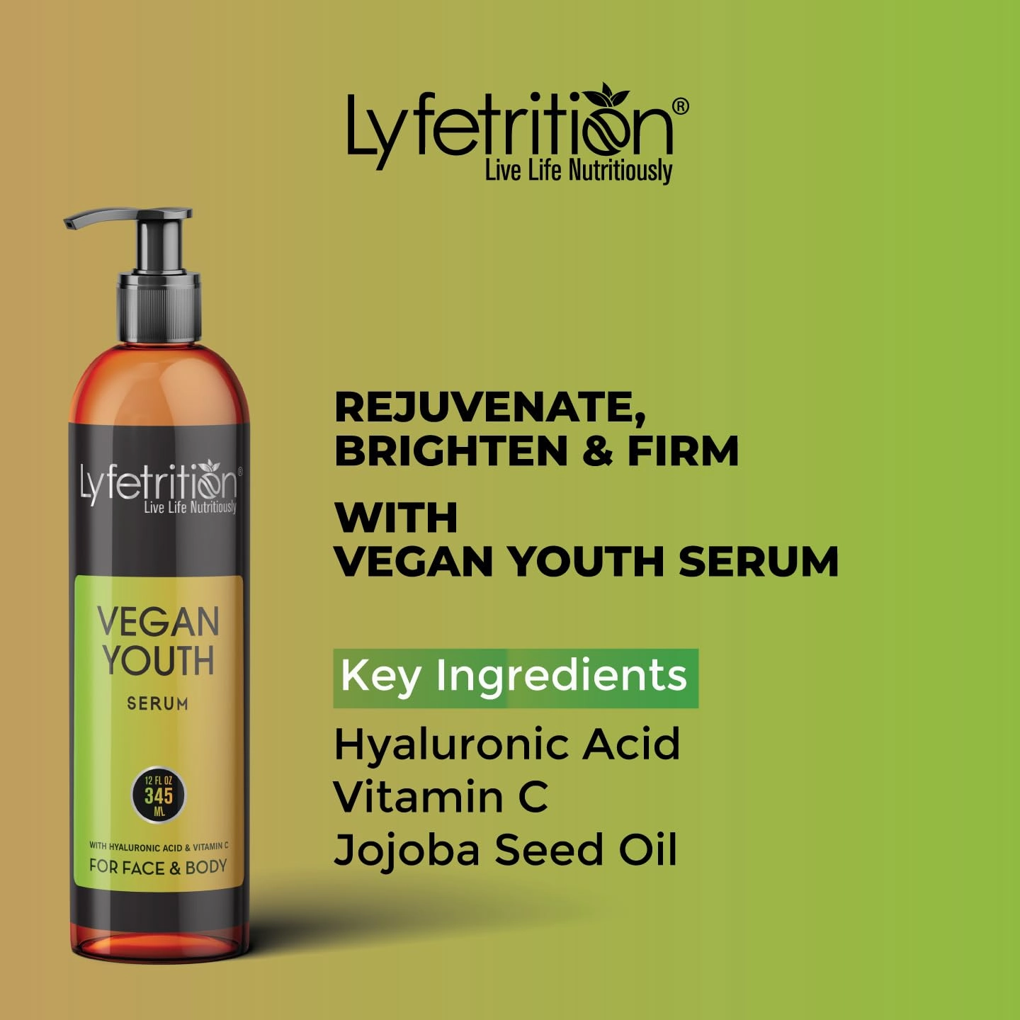 Vegan Youth | 12 Fl oz Large Bottle | Anti-Aging And Wrinkle Serum | (Skin and Face Formula).