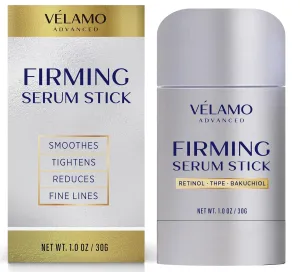 VELAMO Retinol Firming Serum Stick: Instant Face Lift Cream for Neck & Chest - Visibly Tightens Firms Smooths Wrinkles & Fine Lines in 4-8 Weeks with Bakuchiol, THPE & Antioxidants, Fragrance Free 1oz
