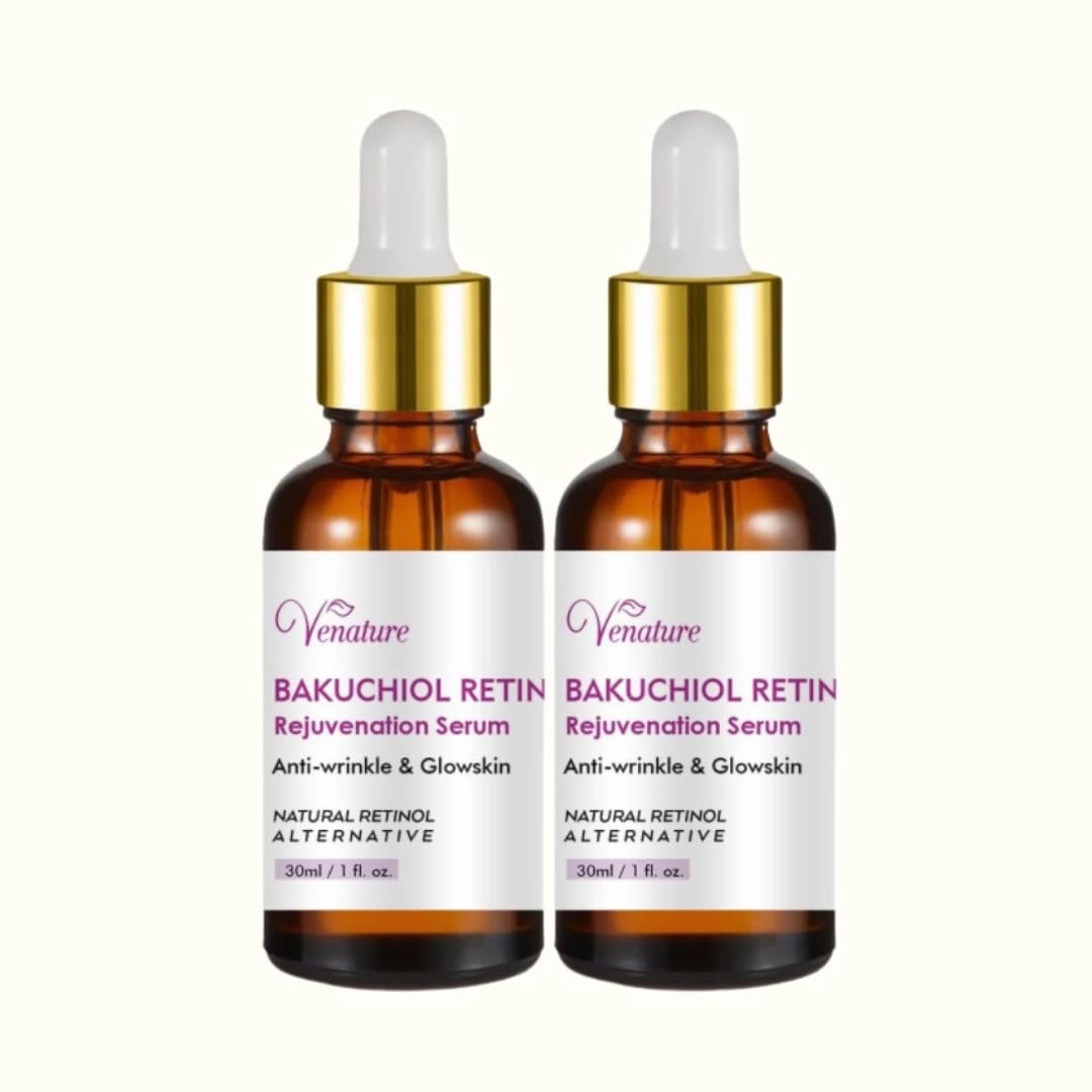 Venature Bakuchiol Retin Rejuvenation Serum, Anti-wrinkle and Glowskin, Natural Retinol Alternative, 30ml, 2-Pack
