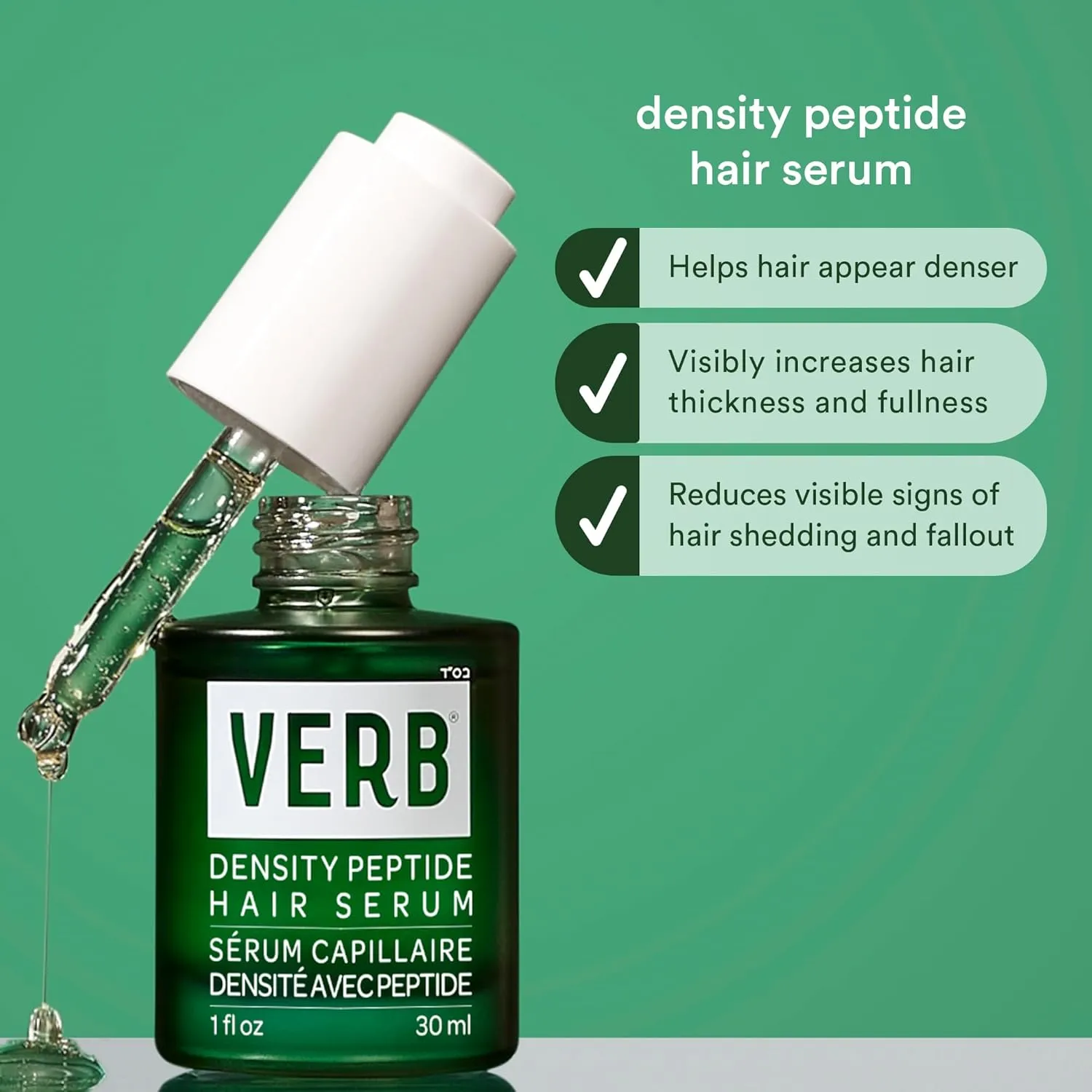 VERB Density Peptide Serum, Visibly Thicken   Reduce Signs of Shedding- No Parabens or Harmful Sulfates