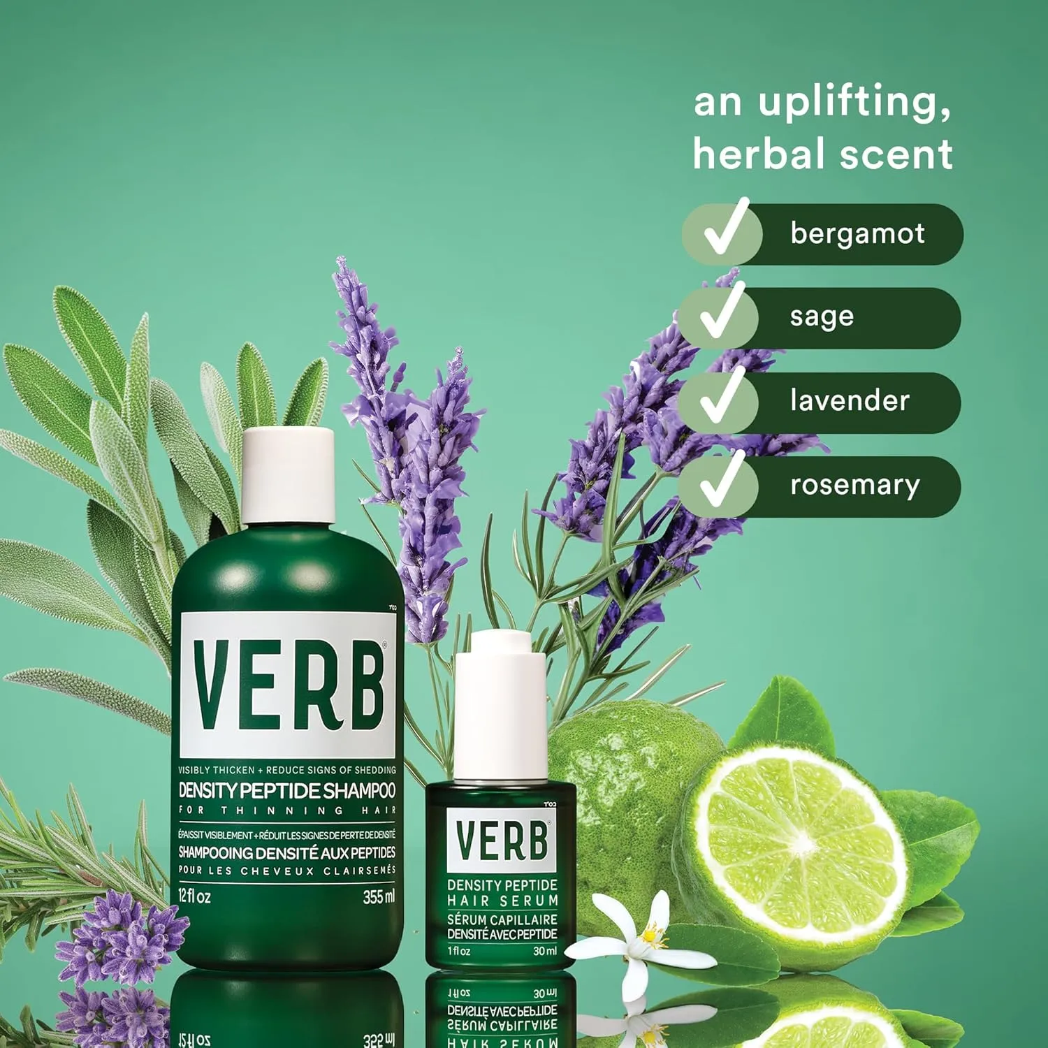 VERB Density Peptide Serum, Visibly Thicken   Reduce Signs of Shedding- No Parabens or Harmful Sulfates