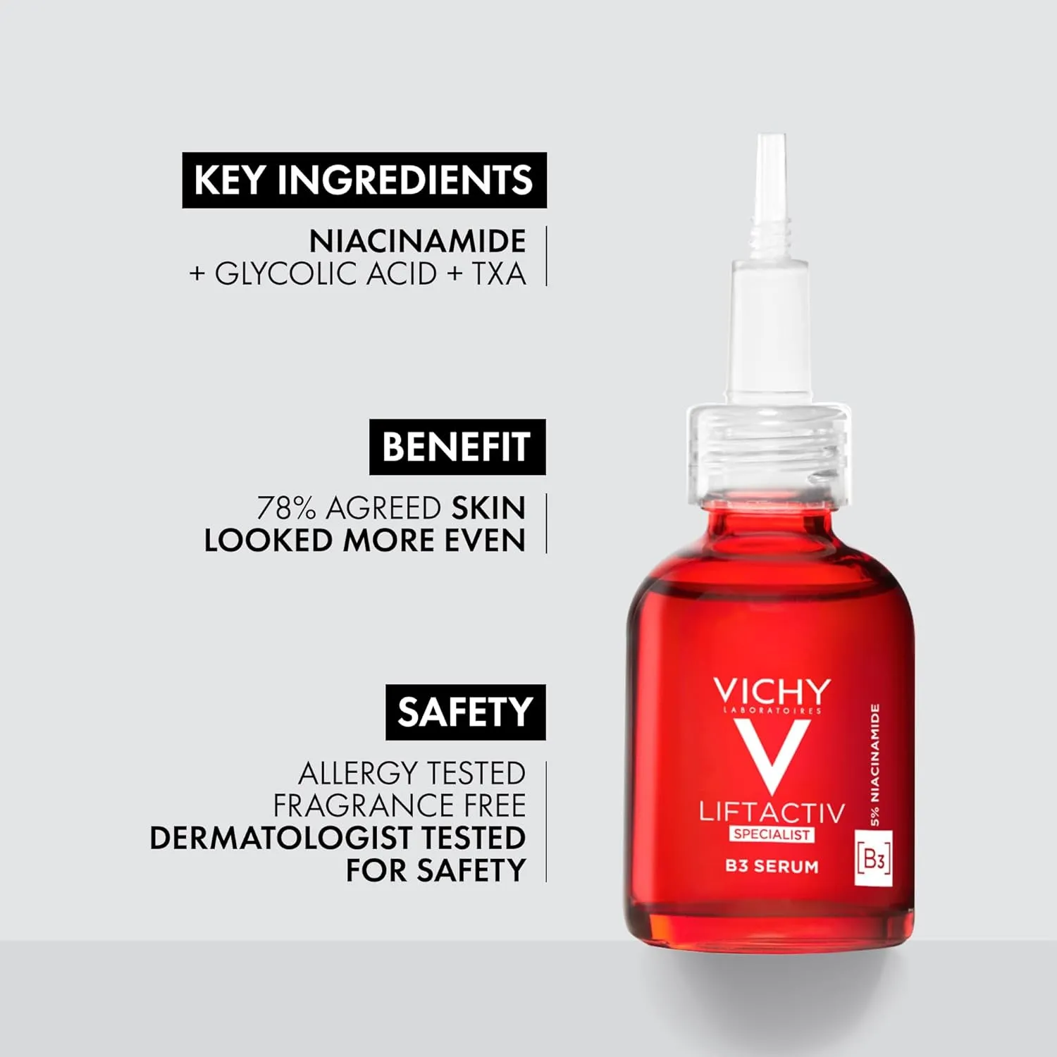 Vichy LiftActiv Vitamin C Serum For Face, Brightening Serum With Pure Vitamin C   Hyaluronic Acid   Vitamin E, Reduces Fine Lines, Smooths Skin Texture, Improves Radiance, Anti Aging