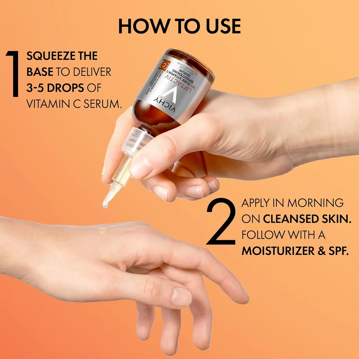 Vichy LiftActiv Vitamin C Serum For Face, Brightening Serum With Pure Vitamin C   Hyaluronic Acid   Vitamin E, Reduces Fine Lines, Smooths Skin Texture, Improves Radiance, Anti Aging