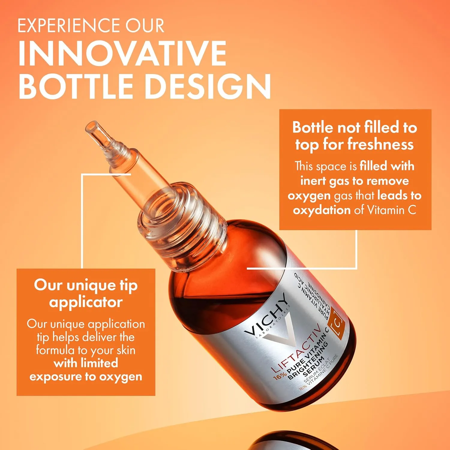 Vichy LiftActiv Vitamin C Serum For Face, Brightening Serum With Pure Vitamin C   Hyaluronic Acid   Vitamin E, Reduces Fine Lines, Smooths Skin Texture, Improves Radiance, Anti Aging