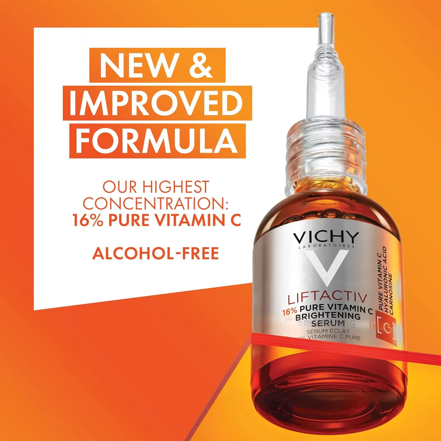 Vichy LiftActiv Vitamin C Serum For Face, Brightening Serum With Pure Vitamin C   Hyaluronic Acid   Vitamin E, Reduces Fine Lines, Smooths Skin Texture, Improves Radiance, Anti Aging