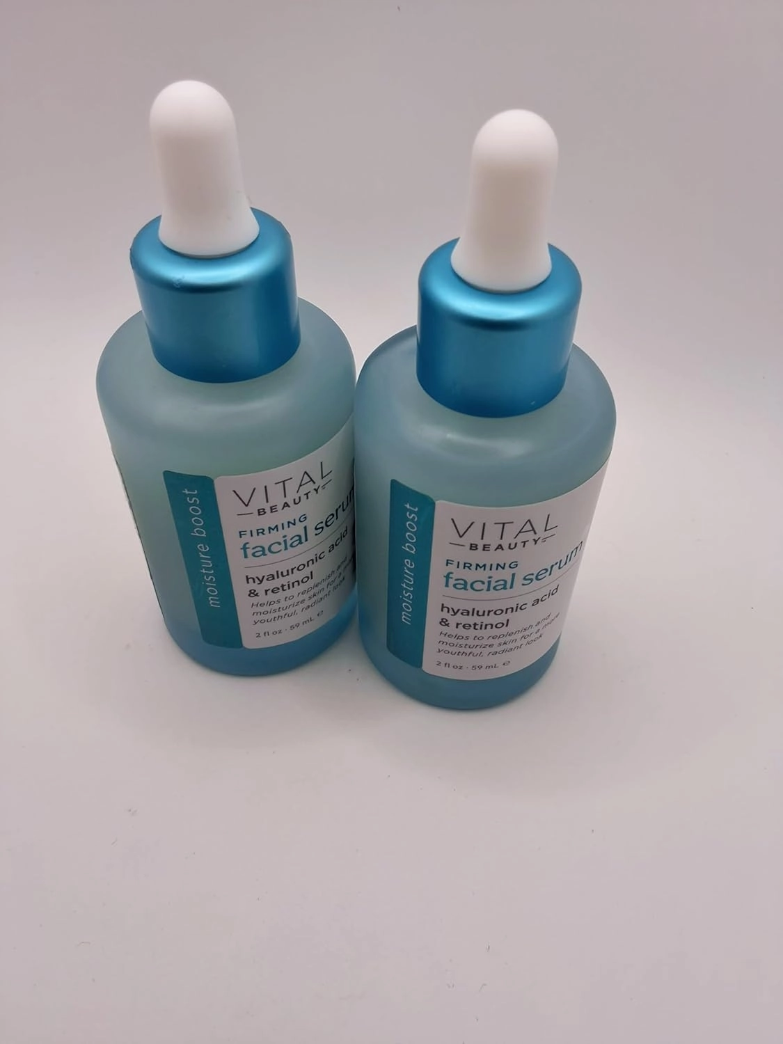 Vital Beauty Firming Facial Serum with Hyaluronic Acid & Retinol – 2 fl. oz. (59 mL), Pack of 2 | Anti-Aging, Hydrating, Skin Tightening Serum for Fine Lines & Wrinkles | Lightweight & Fast-Absorbing