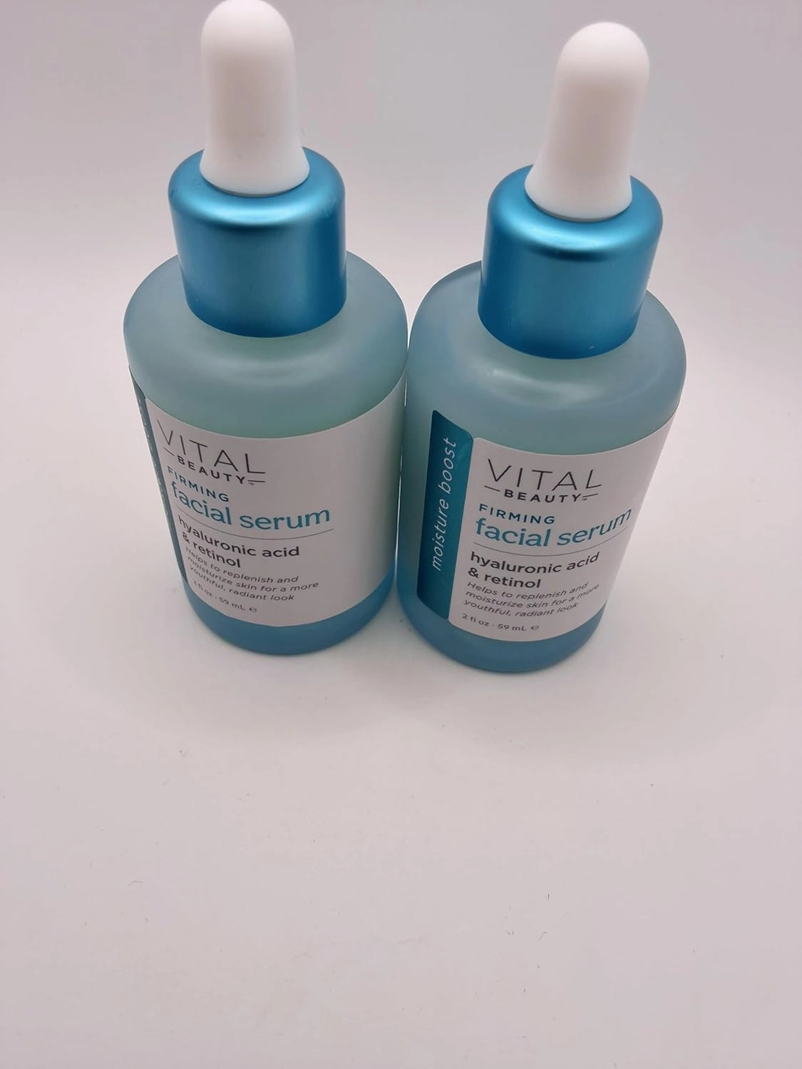 Vital Beauty Firming Facial Serum with Hyaluronic Acid & Retinol – 2 fl. oz. (59 mL), Pack of 2 | Anti-Aging, Hydrating, Skin Tightening Serum for Fine Lines & Wrinkles | Lightweight & Fast-Absorbing
