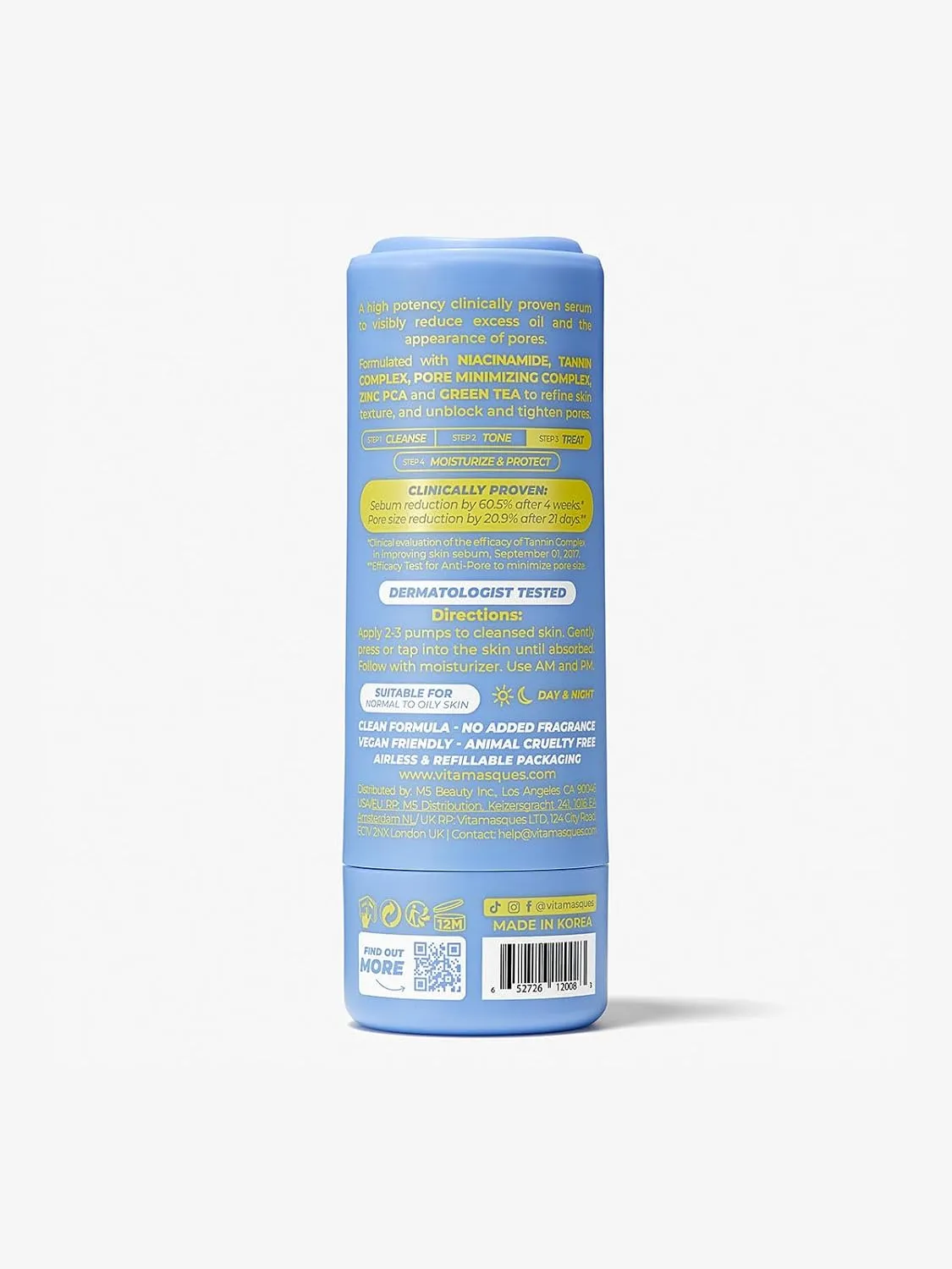 Vitamasques Pore Minimizer For Face - Pore Control Seum For Face With Niacinamide Sebum Control 1.01 Fl Oz