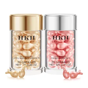 Vitamin C Anti-Wrinkle Aging Face Serum 30 Capsules Retinol Collagen Anti-Aging Wrinkle 30 Capsules,VC For Morning VA For Evening,Smooth,Hydrate,Firming Skin,Travel Portable