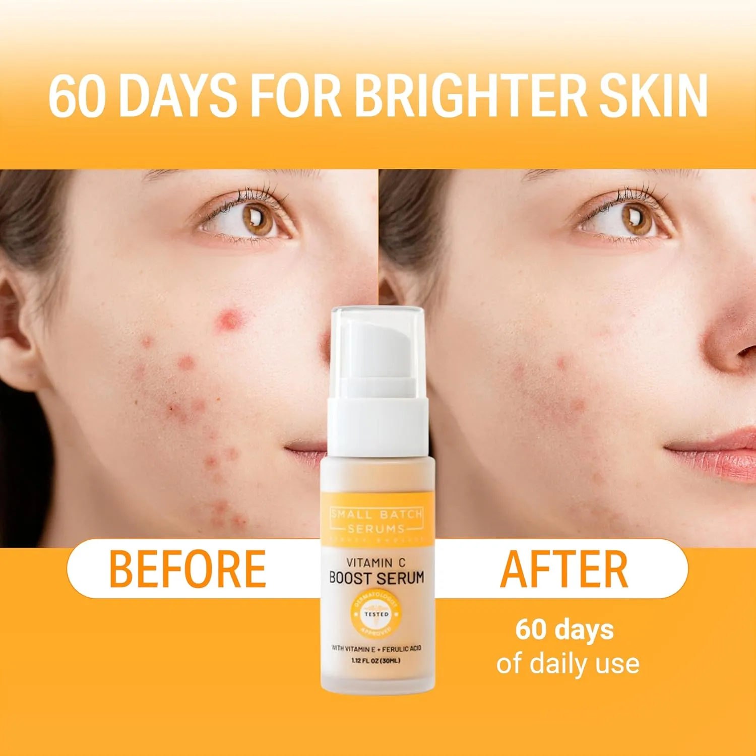 Vitamin C Brightening Face Serum - Enhanced Vitamin C Skin Formula with Hyaluronic Acid, Ferulic Acid & Vitamin E for Anti-Aging & Anti Wrinkle Glowing Face Serum for Women - Made in California, USA