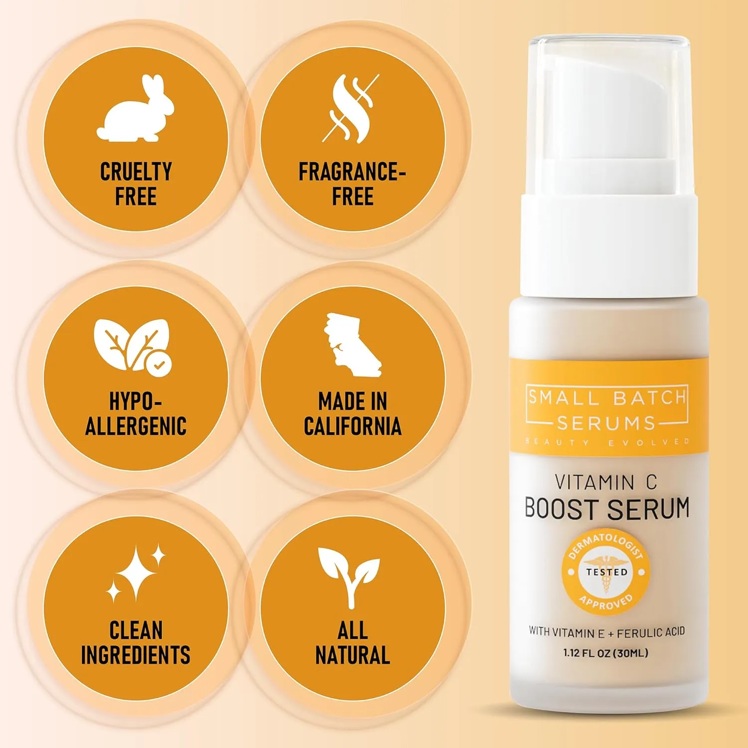 Vitamin C Brightening Face Serum - Enhanced Vitamin C Skin Formula with Hyaluronic Acid, Ferulic Acid & Vitamin E for Anti-Aging & Anti Wrinkle Glowing Face Serum for Women - Made in California, USA