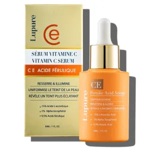 Vitamin C Face Serum: Anti Aging Facial Super Vit C Serum with Ferulic Acid Pure L-Ascorbic Acid, Vitamin E and Hyaluronic Acid for Dark Spots - 1 Fl Oz