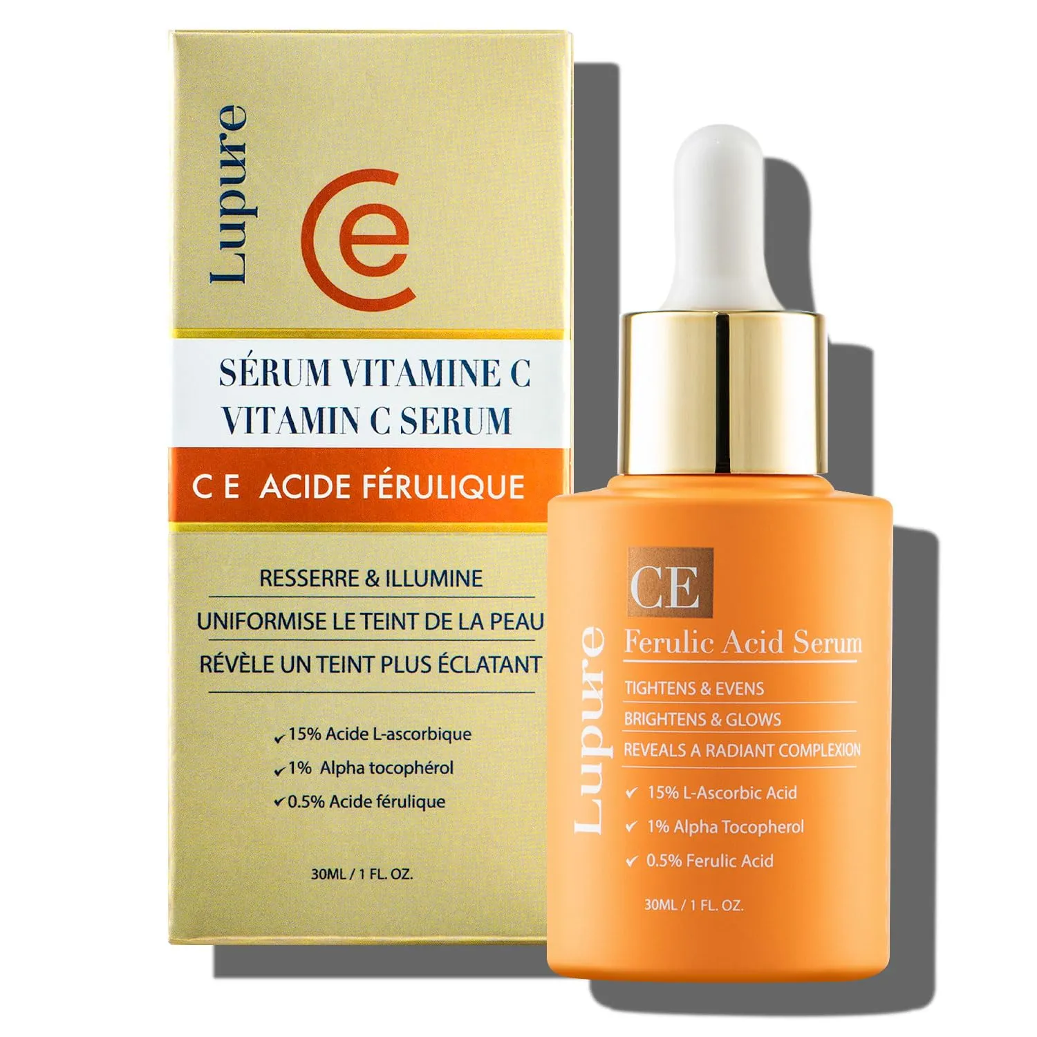 Vitamin C Face Serum: Anti Aging Facial Super Vit C Serum with Ferulic Acid Pure L-Ascorbic Acid, Vitamin E and Hyaluronic Acid for Dark Spots - 1 Fl Oz
