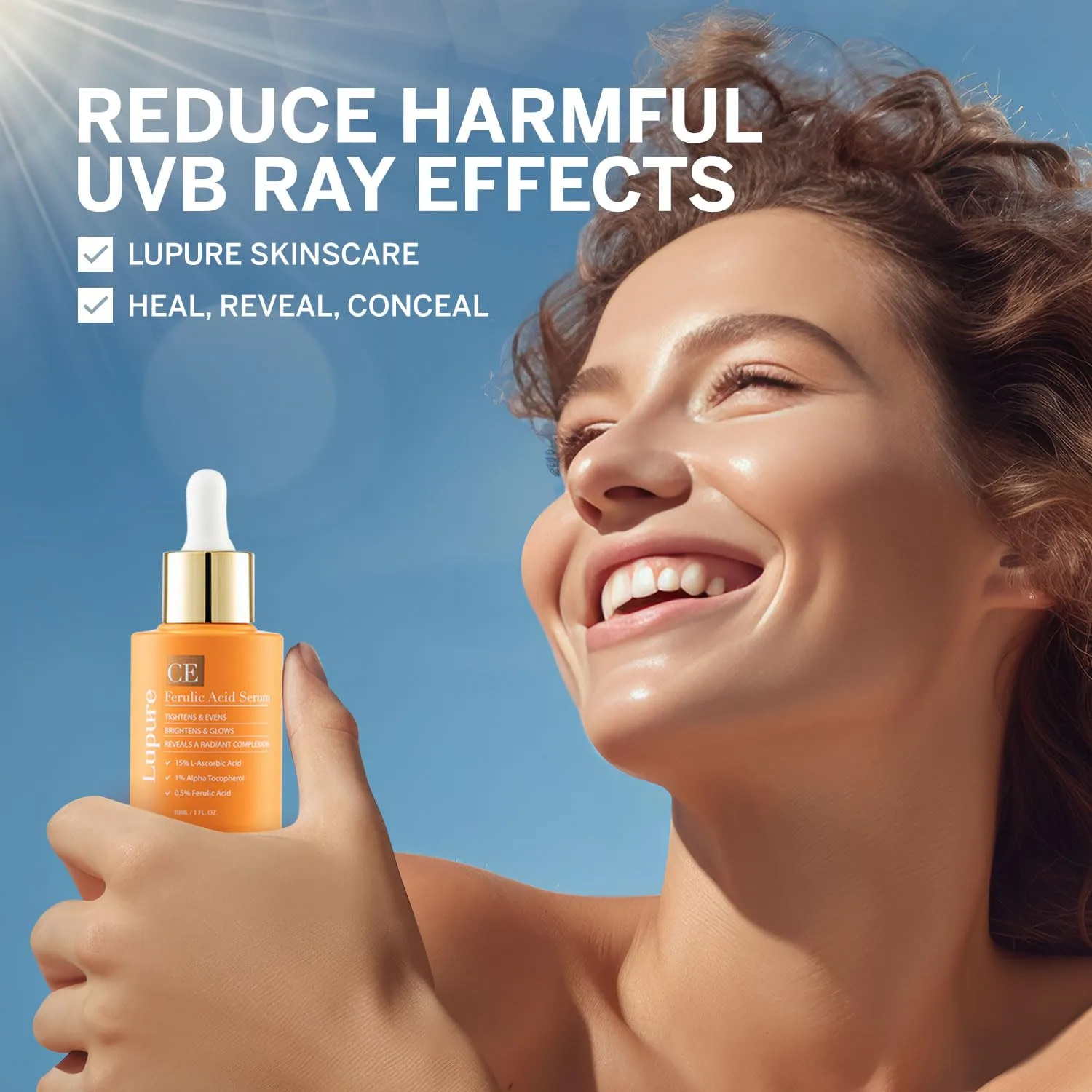 Vitamin C Face Serum: Anti Aging Facial Super Vit C Serum with Ferulic Acid Pure L-Ascorbic Acid, Vitamin E and Hyaluronic Acid for Dark Spots - 1 Fl Oz