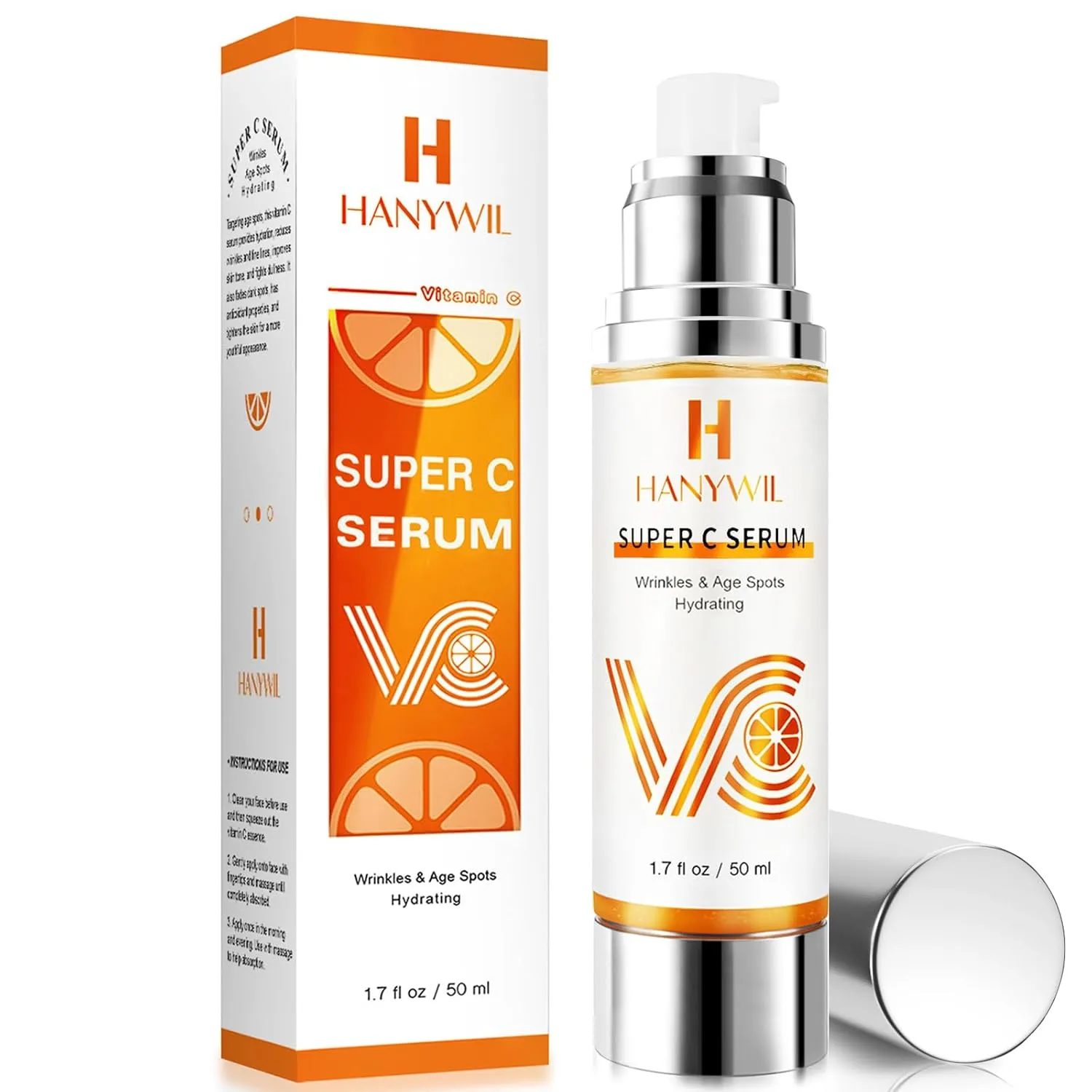 Vitamin C Serum for Mature Skin, 20% Vitamin C Face Serum with Hyaluronic Acid, Dark Spot Remover, Hydrating Skincare for Wrinkle Reduction, Lifting & Firming - 1.7 fl oz