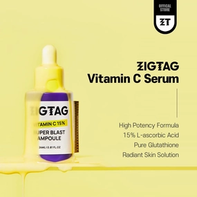 Vitamin C 15% Super Blast Ampoule - Korean Skin Brightening Serum, Glutathione & Ferulic Acid for Anti-Aging, Reduce Wrinkles, Uneven Skin Tone, Radiant & Youthful Skin, 24ml/0.81Oz