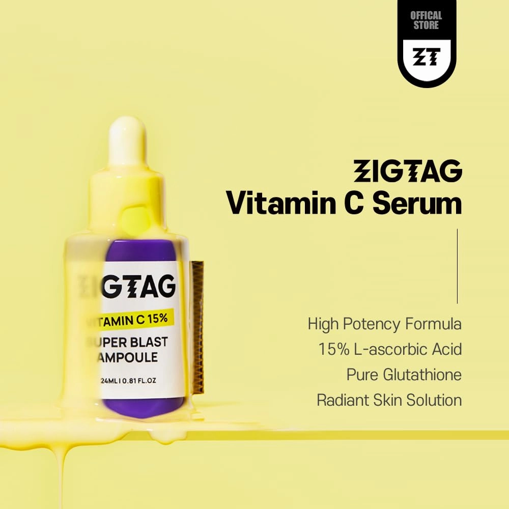 Vitamin C 15% Super Blast Ampoule - Korean Skin Brightening Serum, Glutathione & Ferulic Acid for Anti-Aging, Reduce Wrinkles, Uneven Skin Tone, Radiant & Youthful Skin, 24ml/0.81Oz