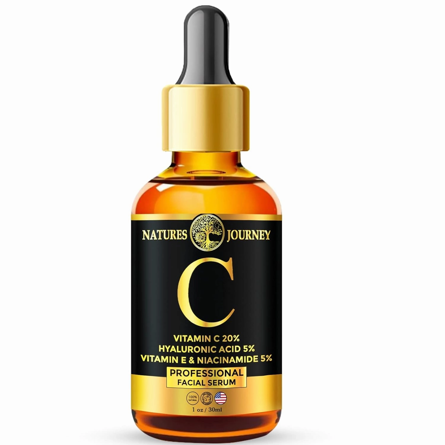 Vitamin C Face Serum - Hyaluronic Acid, Anti-Aging, for Dark Spots & Acne Scars - Wrinkle Reducer, Brightening Serum for Radiant, Glowing Skin, Non-Greasy, 2oz